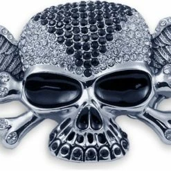 Bewild Belt Buckles Designer Winged Rhinestone Skull Buckle With FREE Belt