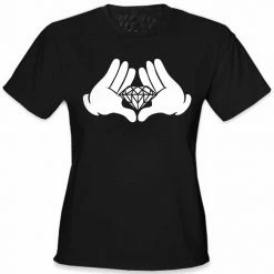 Bewild Cool Funny & Offensive Diamond Cartoon Hands Girl's T-Shirt