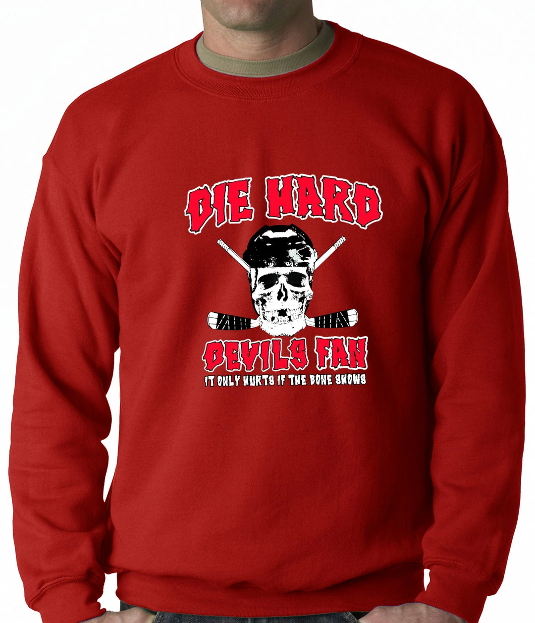 Bewild Sport Inspiration Die Hard Devils Fan Hockey Crewneck Sweatshirt 6 Bewild Sport Inspiration Die Hard Devils Fan Hockey Crewneck Sweatshirt