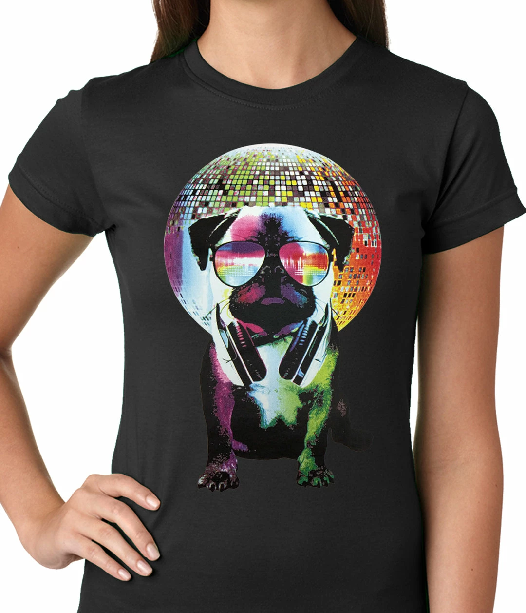 Bewild Disco Pug Ladies T-shirt 3 Bewild Disco Pug Ladies T-shirt
