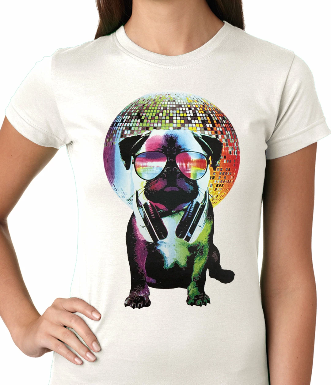 Bewild Disco Pug Ladies T-shirt 12 Bewild Disco Pug Ladies T-shirt