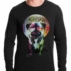 Bewild Cool Funny & Offensive Disco Pug Thermal Shirt
