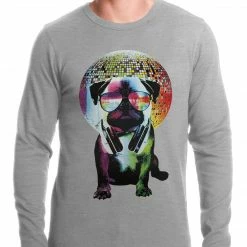 Bewild Cool Funny & Offensive Disco Pug Thermal Shirt