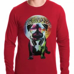 Bewild Cool Funny & Offensive Disco Pug Thermal Shirt