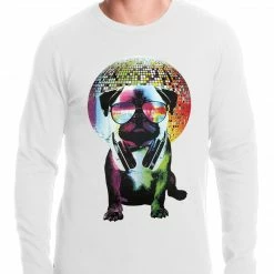 Bewild Cool Funny & Offensive Disco Pug Thermal Shirt