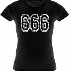 Bewild Cool Funny & Offensive Distressed 666 Girls T-Shirt