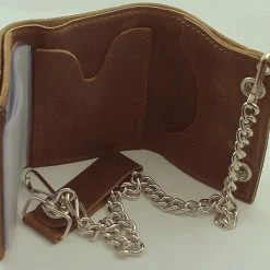 Bewild Wallets & Chains Distressed Natural Brown Leather Chain Wallet