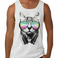 Bewild DJ Cat Tank Top Cool Funny & Offensive