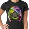Bewild Cool Funny & Offensive DJ Pug Ladies T-shirt