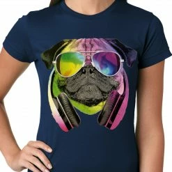 Bewild Cool Funny & Offensive DJ Pug Ladies T-shirt