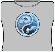 Bewild Dolphin Ying Yang Girls T-Shirt (Grey)