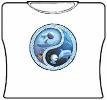 Bewild Dolphin Ying Yang Girls T-Shirt (White) Cool Funny & Offensive