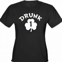 Bewild Cool Funny & Offensive Drunk 1 Irish Shamrock Girl's T-Shirt