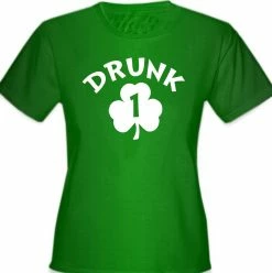 Bewild Cool Funny & Offensive Drunk 1 Irish Shamrock Girl's T-Shirt