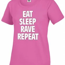 Bewild Cool Funny & Offensive Eat Sleep Rave Repeat Girl's T-Shirt
