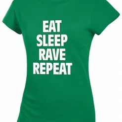 Bewild Cool Funny & Offensive Eat Sleep Rave Repeat Girl's T-Shirt