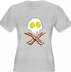 Bewild Eggs Bacon Skull Girl's T-Shirt Cool Funny & Offensive