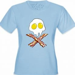 Bewild Eggs Bacon Skull Girl's T-Shirt Cool Funny & Offensive