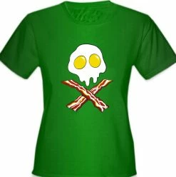 Bewild Eggs Bacon Skull Girl's T-Shirt Cool Funny & Offensive