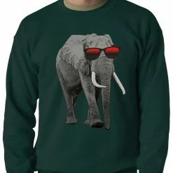 Bewild Elephant Wearing Sunglasses Adult Crewneck