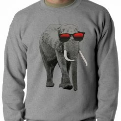 Bewild Elephant Wearing Sunglasses Adult Crewneck