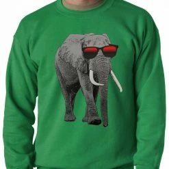 Bewild Elephant Wearing Sunglasses Adult Crewneck