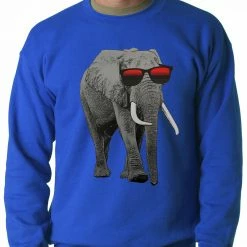 Bewild Elephant Wearing Sunglasses Adult Crewneck