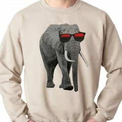 Bewild Elephant Wearing Sunglasses Adult Crewneck