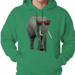 Bewild Cool Funny & Offensive Elephant Wearing Sunglasses Adult Hoodie