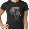 Bewild Elephant Wearing Sunglasses Ladies T-shirt