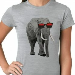 Bewild Elephant Wearing Sunglasses Ladies T-shirt