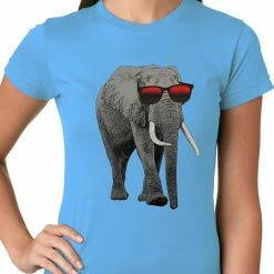 Bewild Elephant Wearing Sunglasses Ladies T-shirt