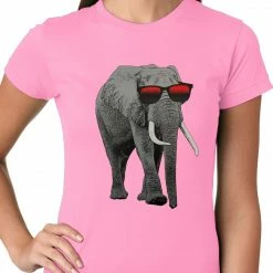 Bewild Elephant Wearing Sunglasses Ladies T-shirt