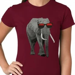 Bewild Elephant Wearing Sunglasses Ladies T-shirt