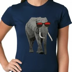 Bewild Elephant Wearing Sunglasses Ladies T-shirt