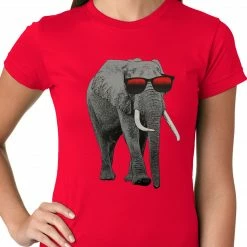 Bewild Elephant Wearing Sunglasses Ladies T-shirt