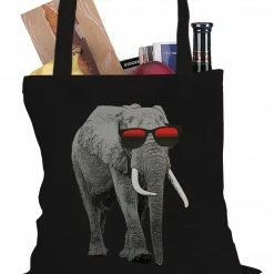 Bewild Cool Funny & Offensive Elephant Wearing Sunglasses Tote Bag