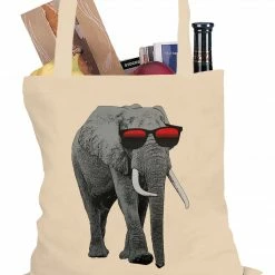 Bewild Cool Funny & Offensive Elephant Wearing Sunglasses Tote Bag