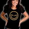 Bewild Evil Smiley Girls T-Shirt Cool Funny & Offensive
