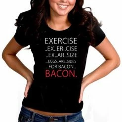 Bewild Exercise Bacon Girl's T-Shirt Cool Funny & Offensive