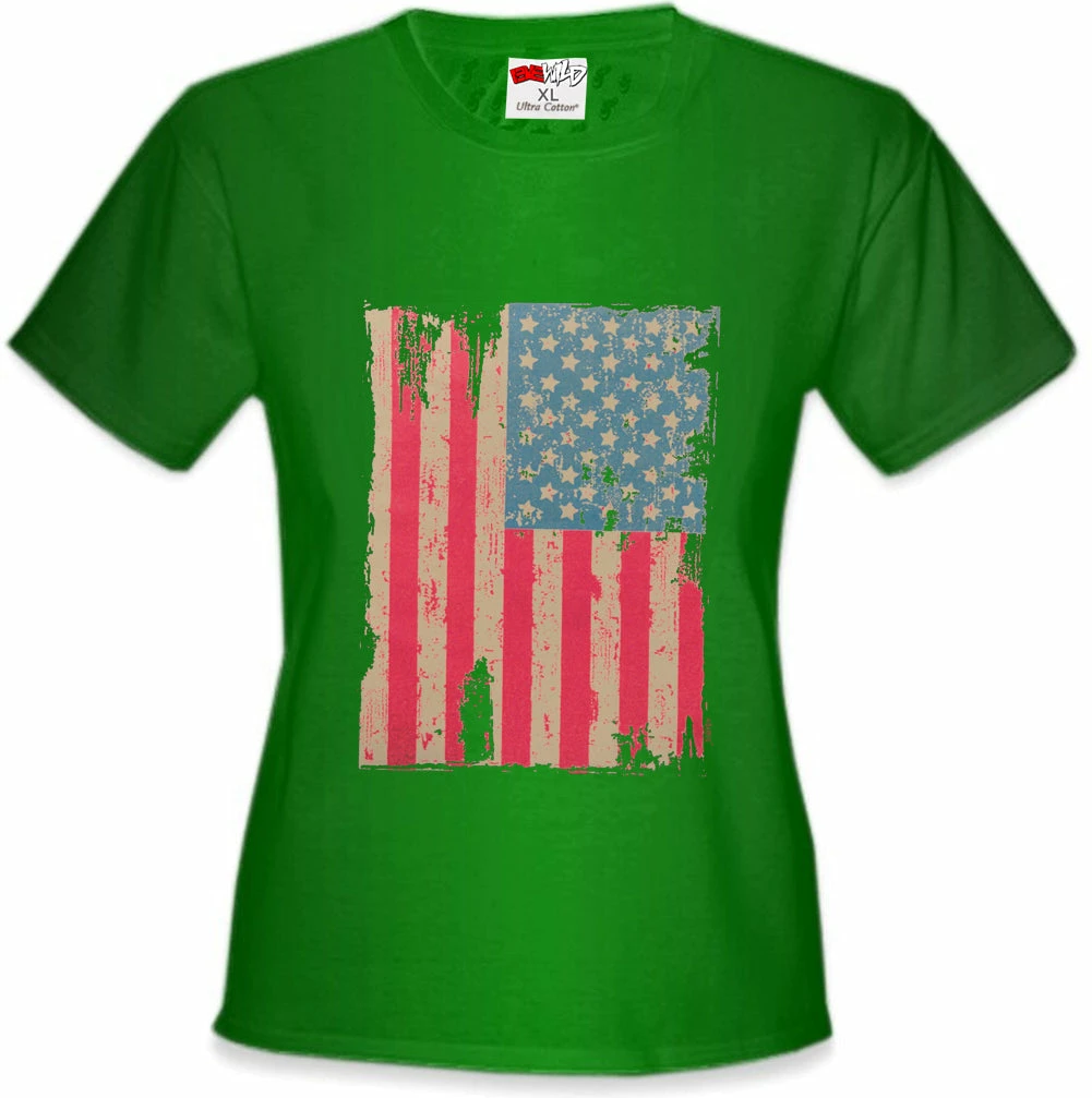 Bewild Faded And Distressed American Flag With Hot Pink Stripes Girl's T-Shirt Cool Funny & Offensive 7 Bewild Faded And Distressed American Flag With Hot Pink Stripes Girl's T-Shirt Cool Funny & Offensive