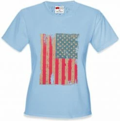 Bewild Faded And Distressed American Flag With Hot Pink Stripes Girl's T-Shirt Cool Funny & Offensive 19 Bewild Faded And Distressed American Flag With Hot Pink Stripes Girl's T-Shirt Cool Funny & Offensive