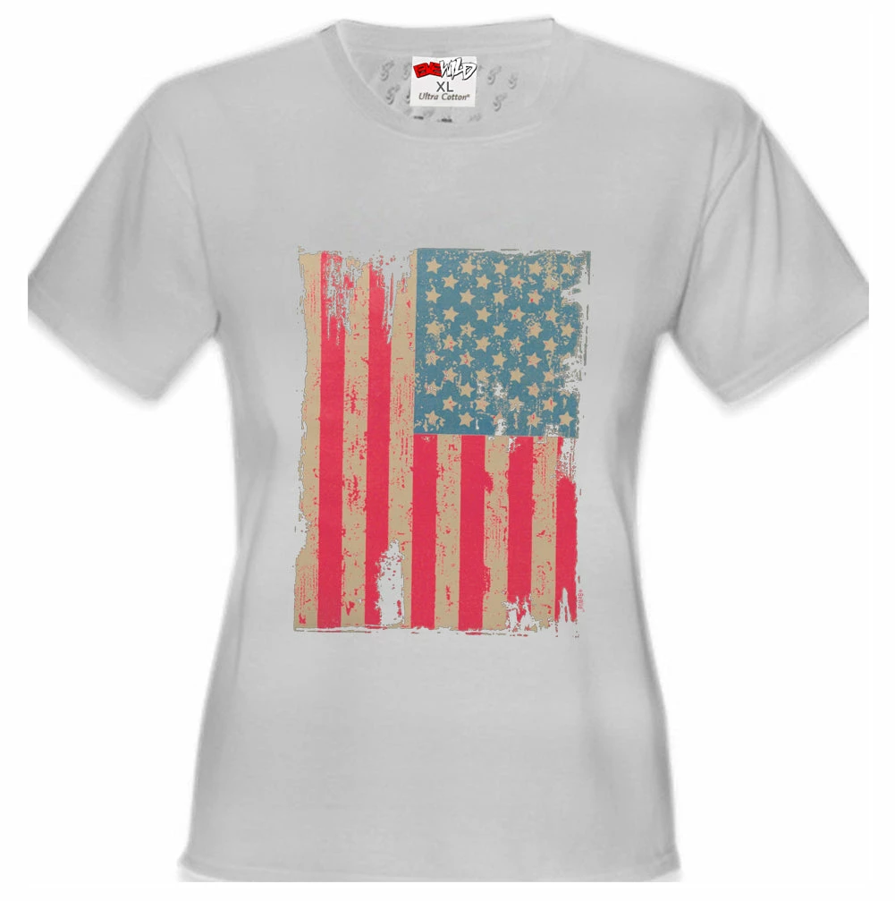 Bewild Faded And Distressed American Flag With Hot Pink Stripes Girl's T-Shirt Cool Funny & Offensive 9 Bewild Faded And Distressed American Flag With Hot Pink Stripes Girl's T-Shirt Cool Funny & Offensive