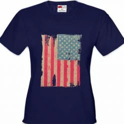 Bewild Faded And Distressed American Flag With Hot Pink Stripes Girl's T-Shirt Cool Funny & Offensive 22 Bewild Faded And Distressed American Flag With Hot Pink Stripes Girl's T-Shirt Cool Funny & Offensive