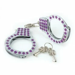 Bewild Fetish Fantasy Fancy Cuffs With Purple Rhinestones Adult Novelties