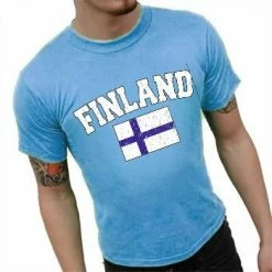 Bewild Finland Vintage Flag International Mens T-Shirt
