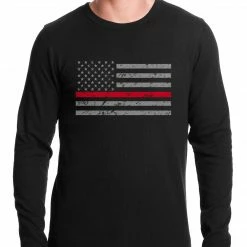 Bewild Say It Loud Firefighter Thin Red Line American Flag - Support Firefighter Department Horizontal Thermal Shirt
