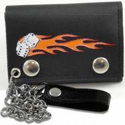 Bewild Flaming Dice Genuine Leather Chain Wallet Wallets & Chains