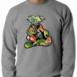 Bewild Cool Funny & Offensive Floral Cartoon Diamond Hand Adult Crewneck