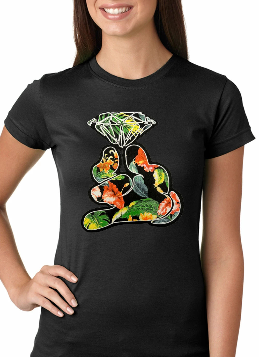 Bewild Floral Cartoon Diamond Hand Girls T-shirt 5 Bewild Floral Cartoon Diamond Hand Girls T-shirt
